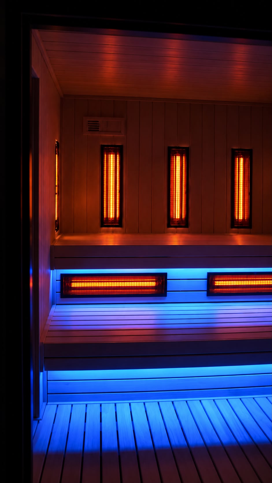 Sauna z niebieskim światłem
